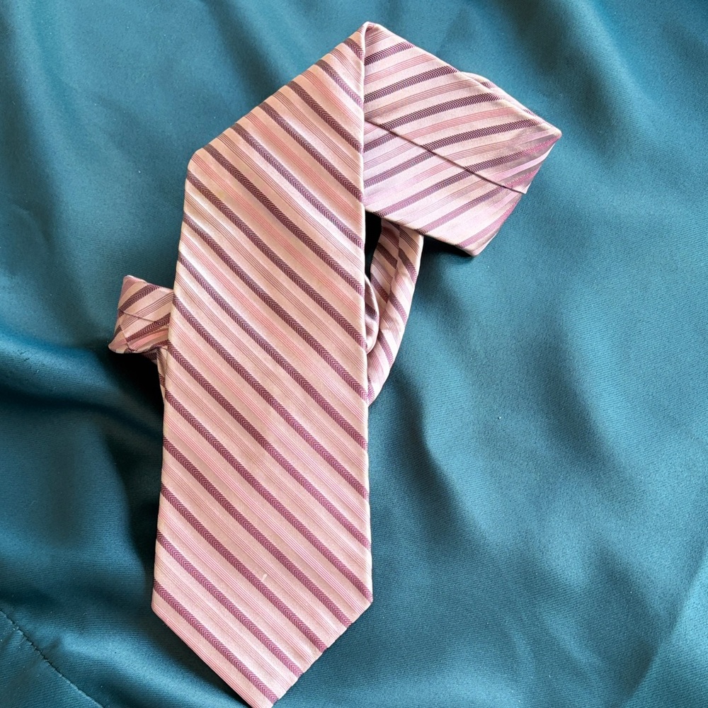 DKNY Pink Striped Silk Tie